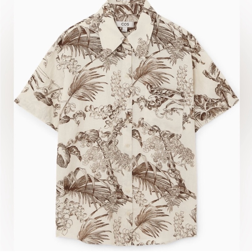 COS Women’s Cream and Brown Floral Shirt